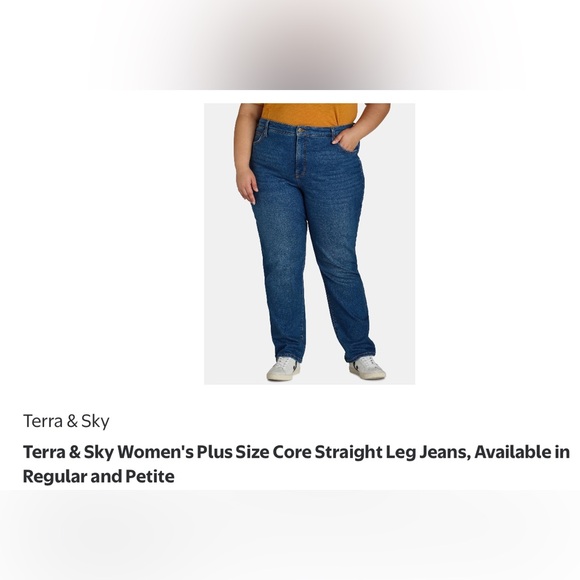 Nwt Terra & Sky Women's Plus Size Blue Jeans 24w petite straight - Picture 1 of 9